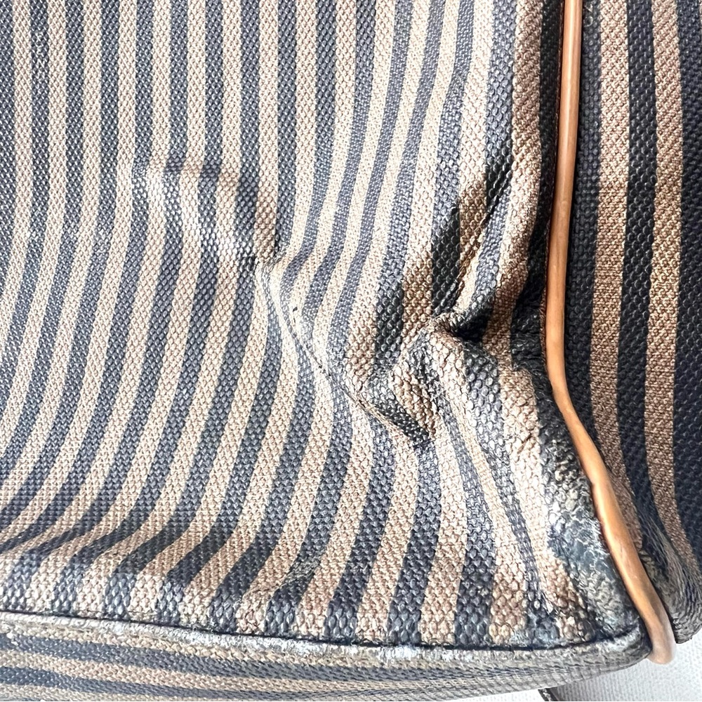 Vintage Fendi large brief shoulder bag striped logo serial number - Picture 12 of 15